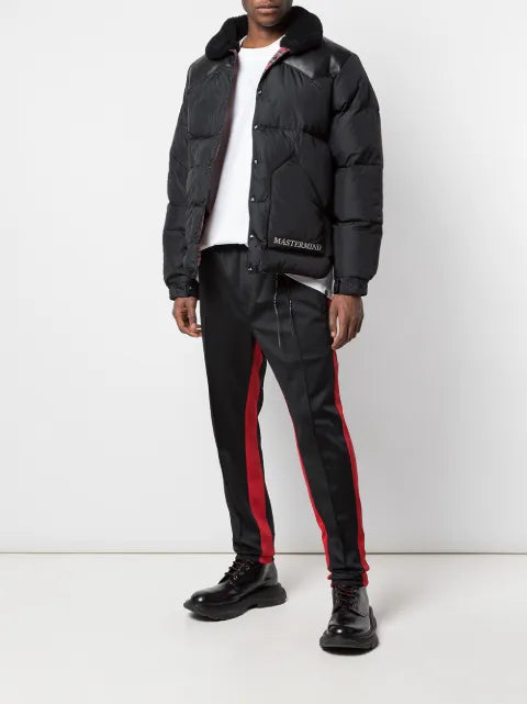 Mastermind Japan leather-panelled puffer coat