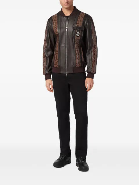 Billionaire bomber jacket with python panel