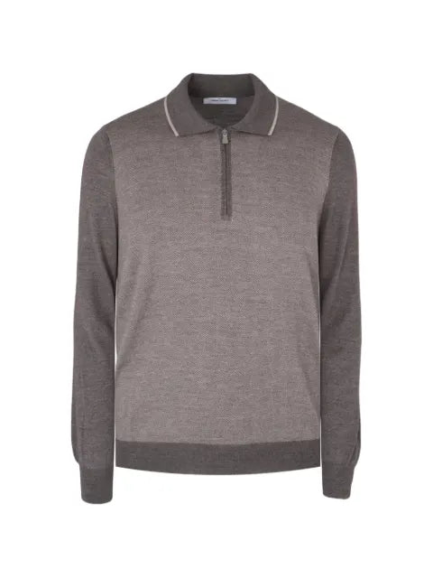 Gran Sasso herringbone-knit half-zip sweater