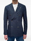 Lardini double-breasted slub-texture blazer