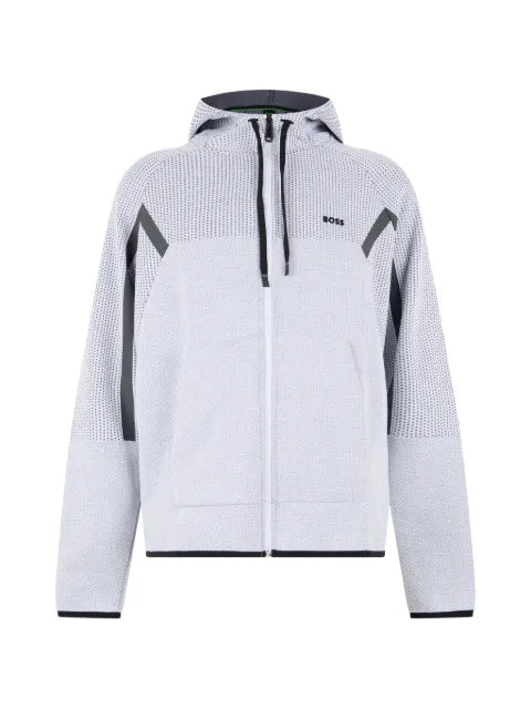 BOSS perforated-effect zip-up hoodie