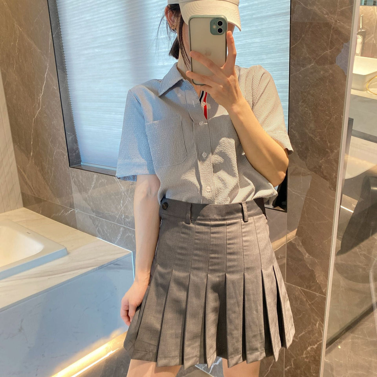 Thom Browne Women's Puppy Embroidered Short Sleeve Shirt
