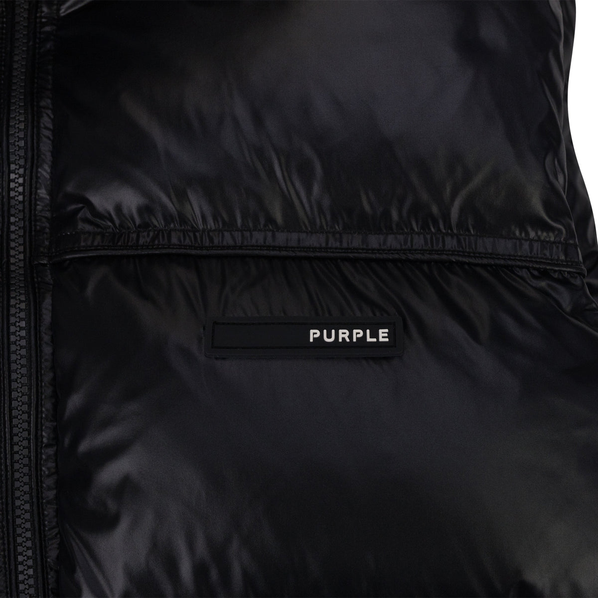 Jet Black Nylon Snap Off Hood Puffer Vest