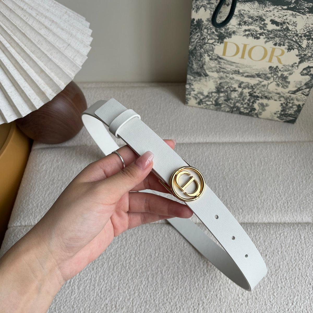 DIOR 25S BELT 25 MM IN WHITE CALFSKIN 572160