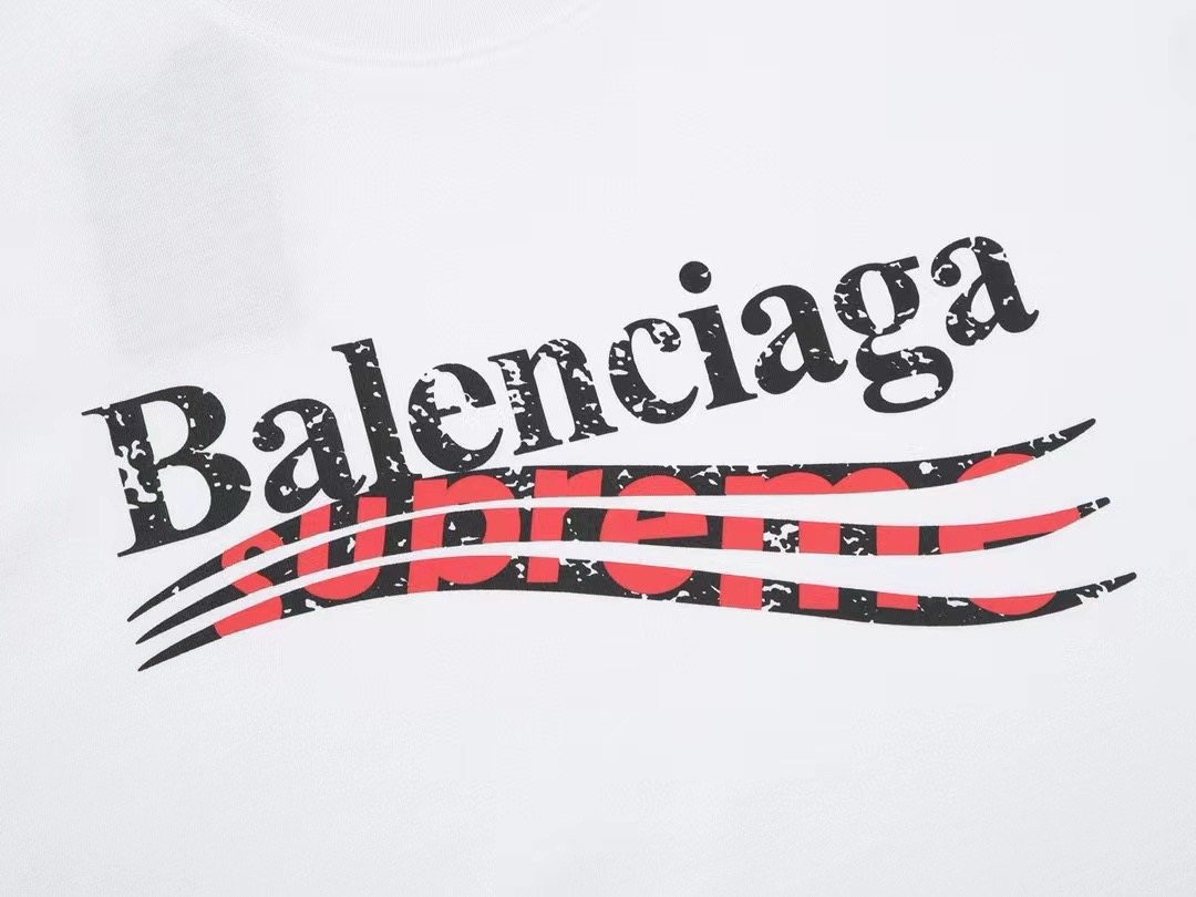 Supreme Balenciaga-Style Wave Graphic T-Shirt