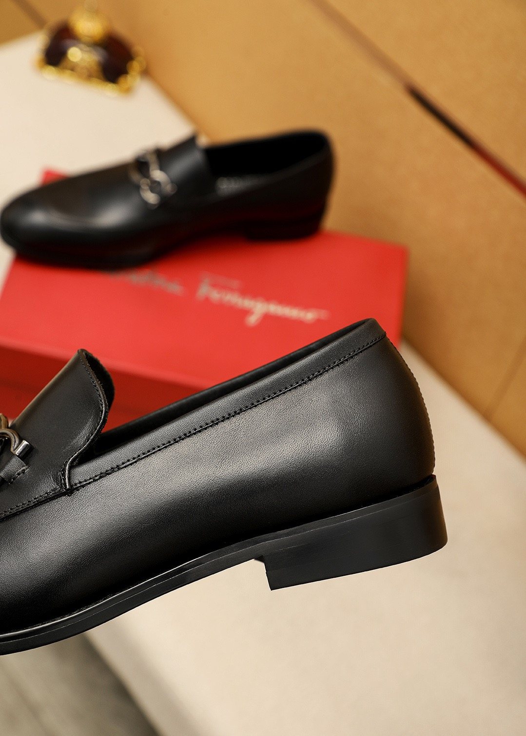 Ferragamo Black Leather Bit Loafers - Metal Bit Hardware