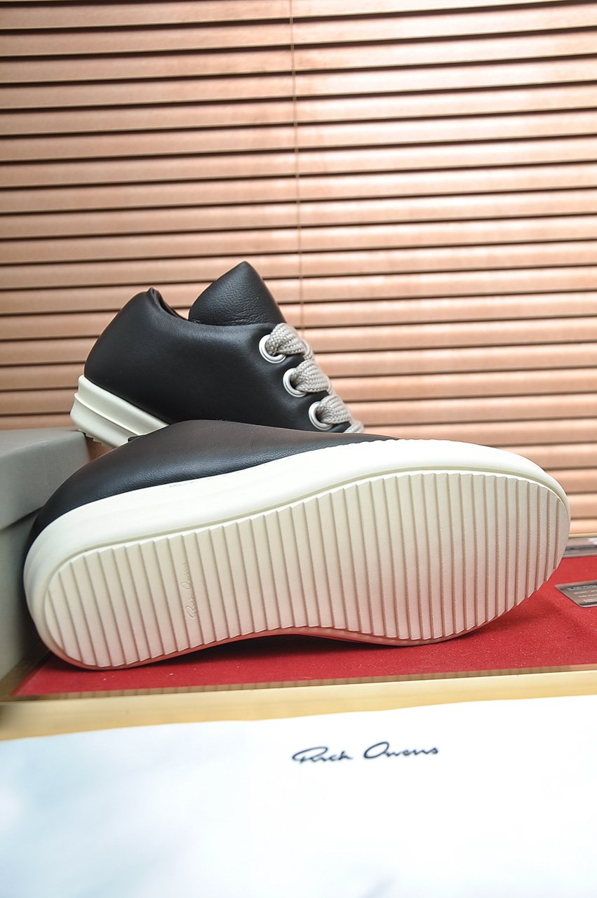 Rick Owens Black Platform Low-Top Sneakers
