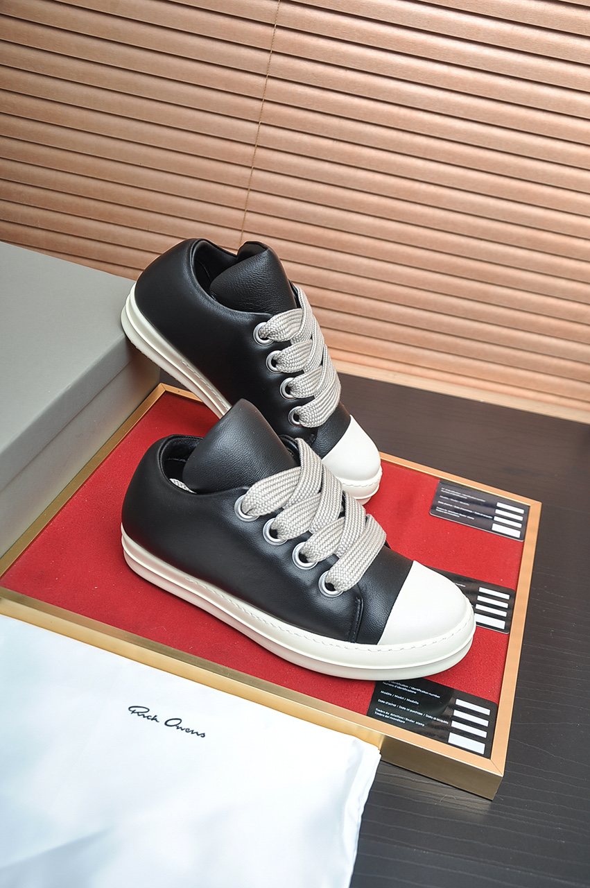Rick Owens Black Platform Low-Top Sneakers