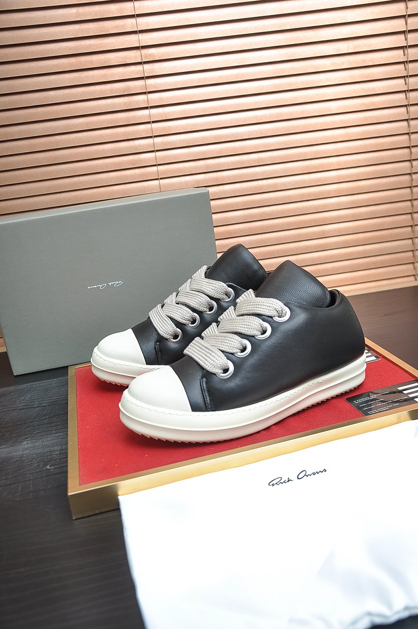 Rick Owens Black Platform Low-Top Sneakers