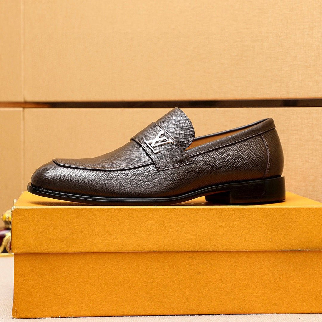 Louis Vuitton Dark Brown Textured Loafers - Leather Lining