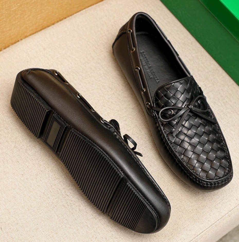 Bottega Veneta Black Woven Slip-On Loafers