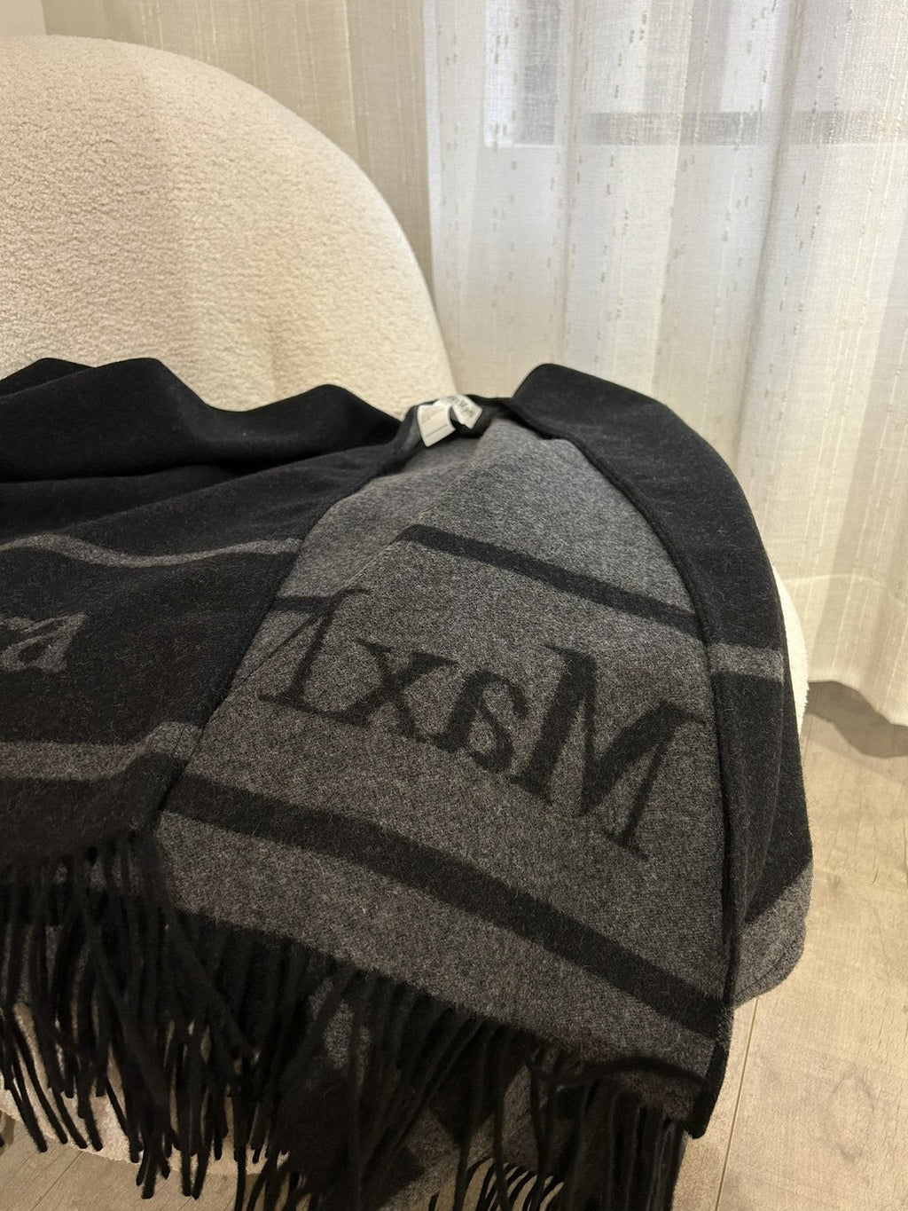 Max Mara Reversible Fringed Wrap Cape