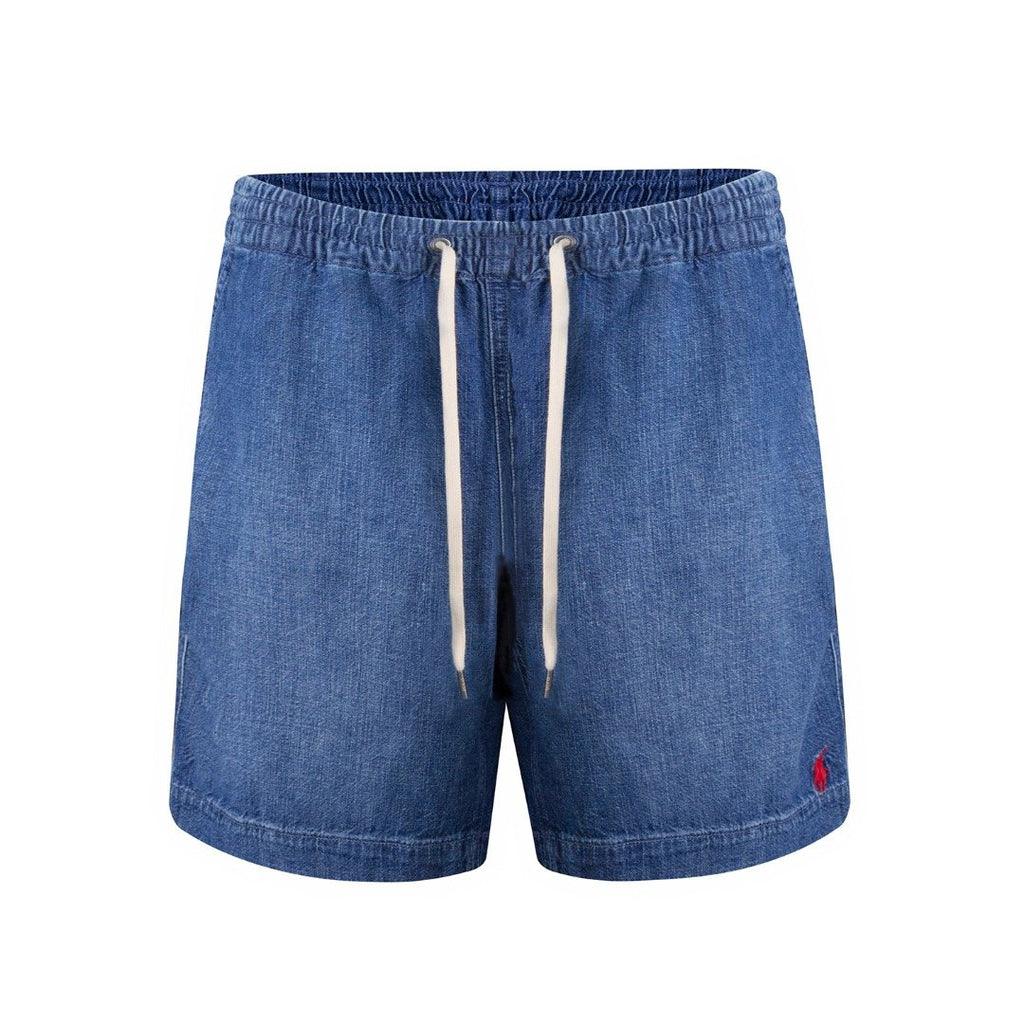 Ralph Lauren Washed Blue Drawstring Denim Shorts