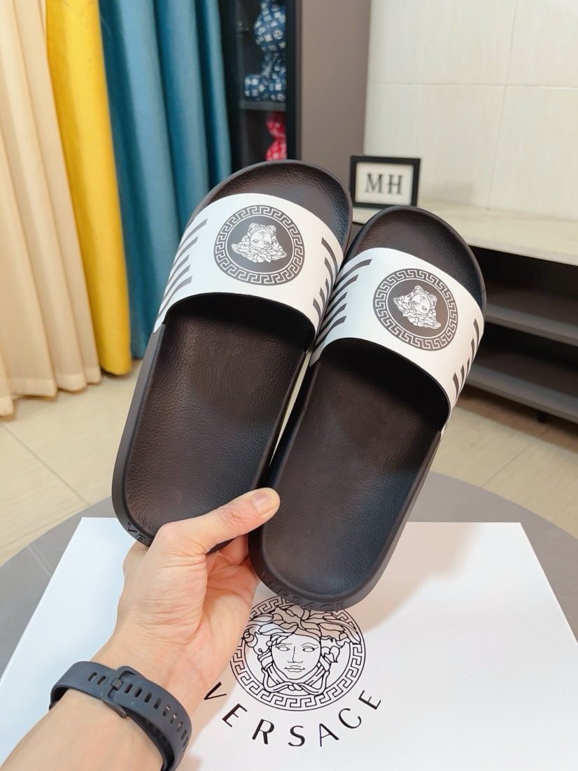 Versace Striped Slide Sandals