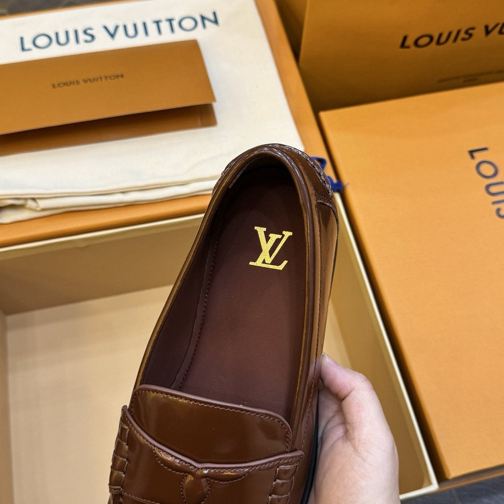 Louis Vuitton Men's Brown Penny Loafers - Leather Lining