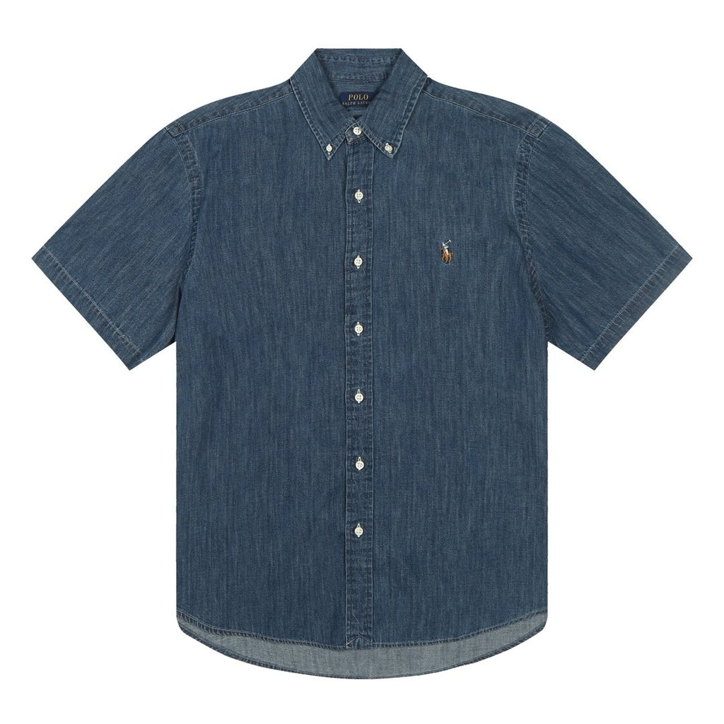 Ralph Lauren Slub Denim Short-Sleeve Button-Up Shirt