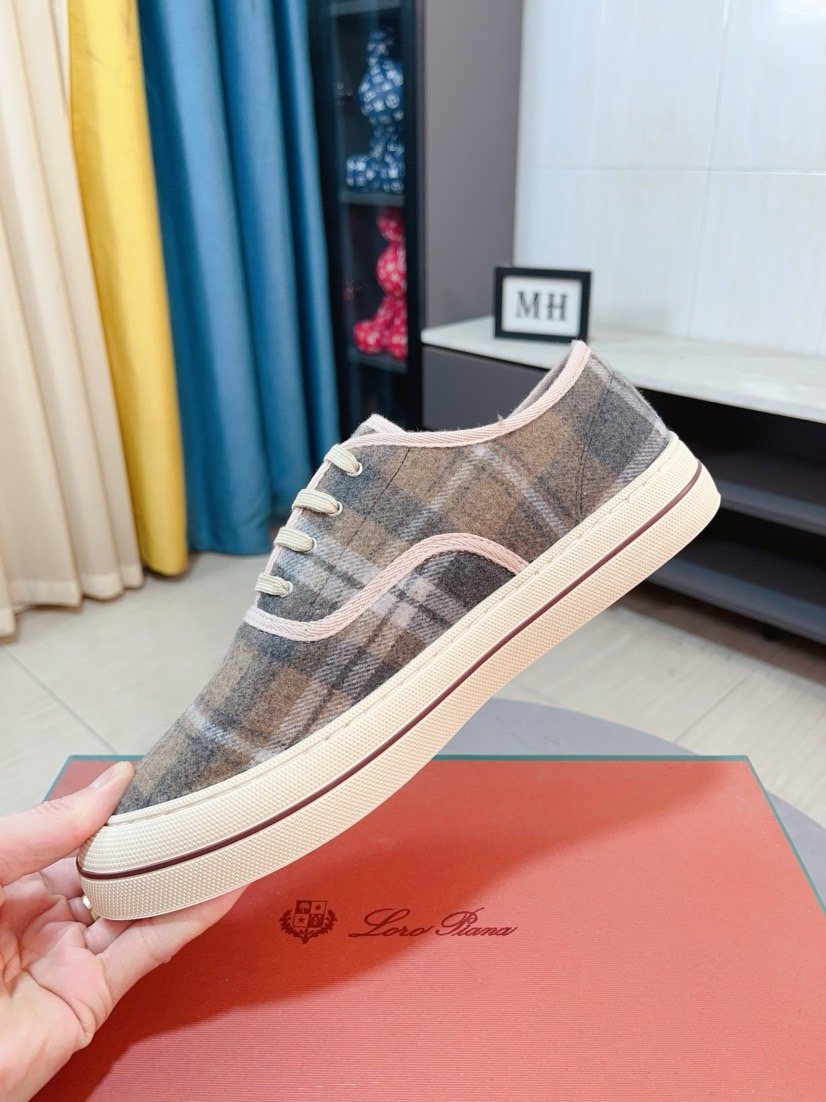 Loro Piana Contrast-Trim Low-Top Casual Shoes