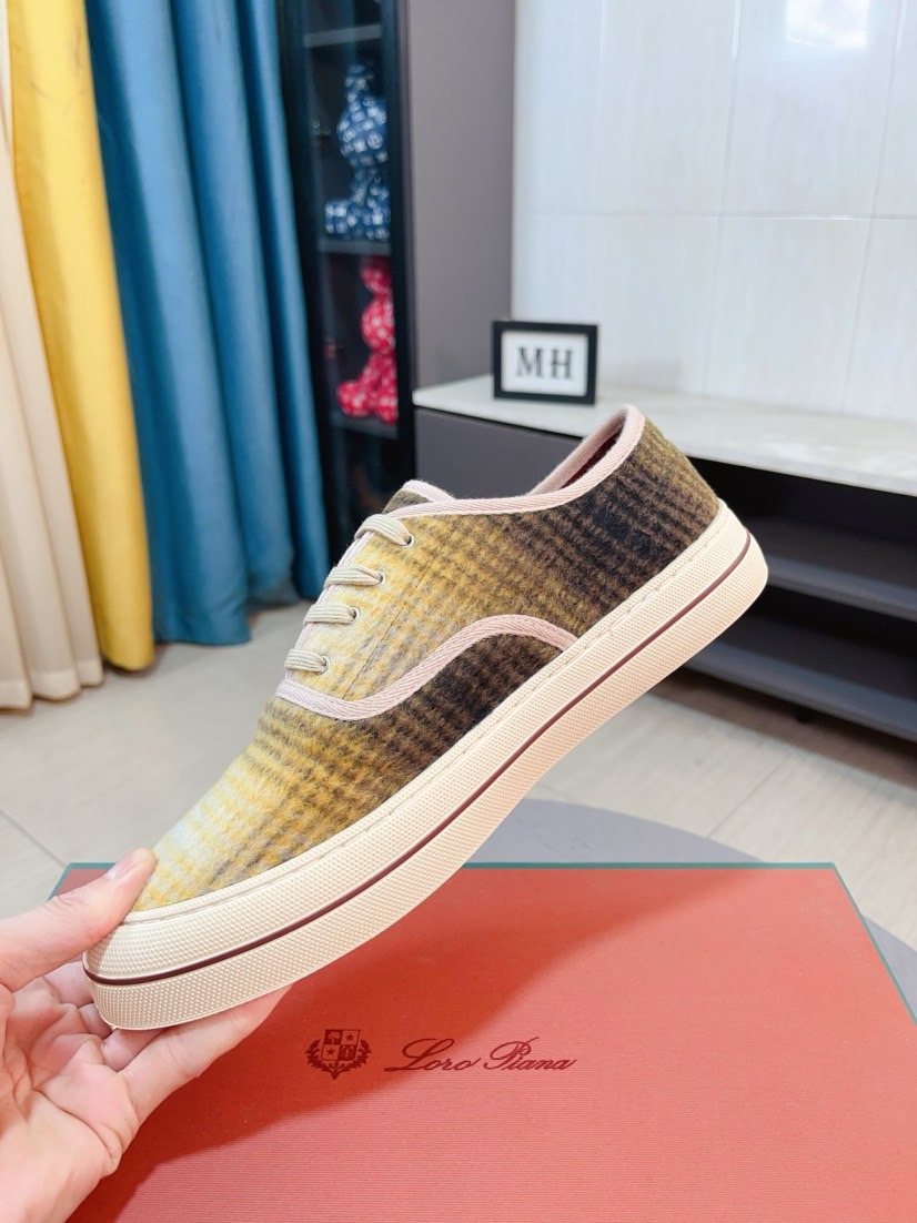 Loro Piana Contrast-Trim Low-Top Casual Shoes