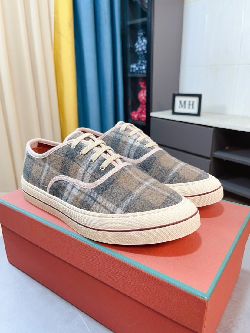 Loro Piana Contrast-Trim Low-Top Casual Shoes