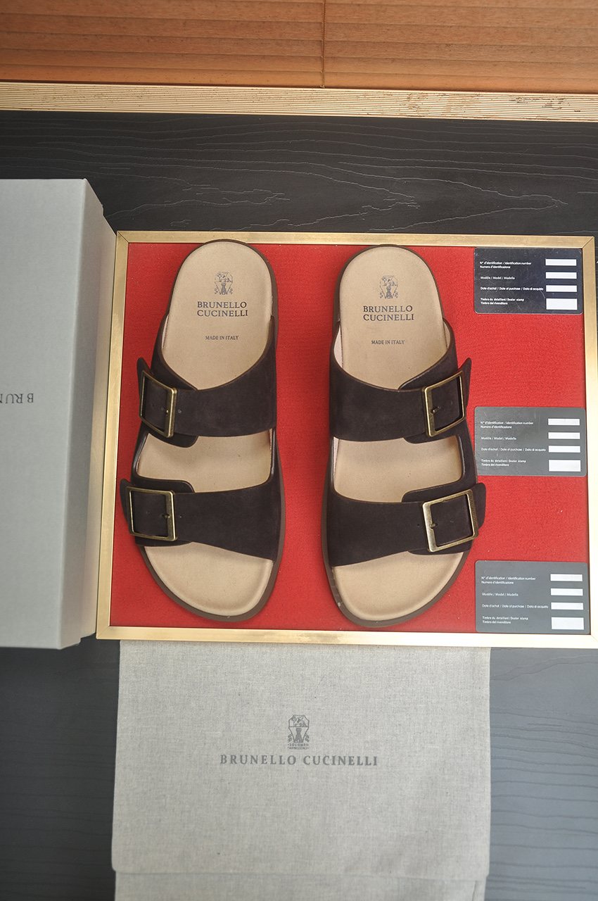 Brunello Cucinelli Double-Buckle Slide Sandals