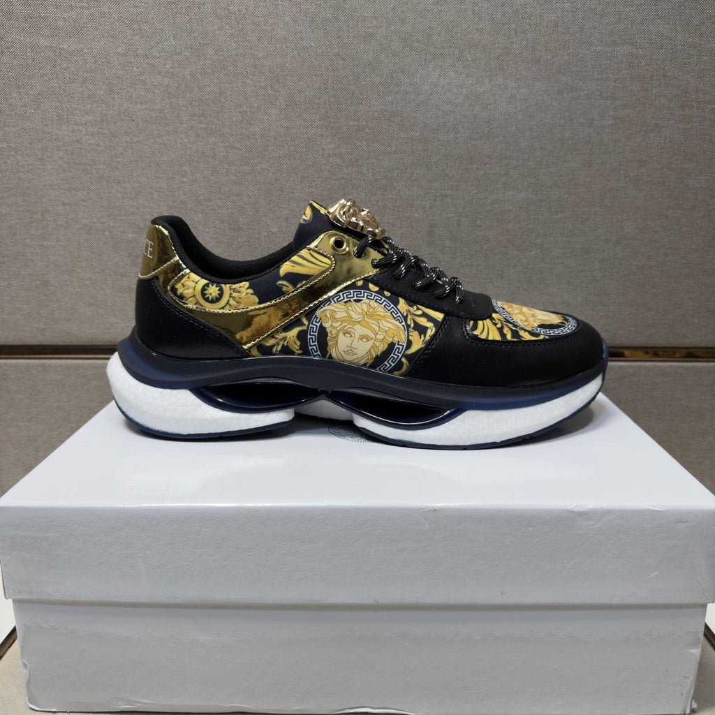 Versace Men's Gold-Panel Low-Top Sneakers
