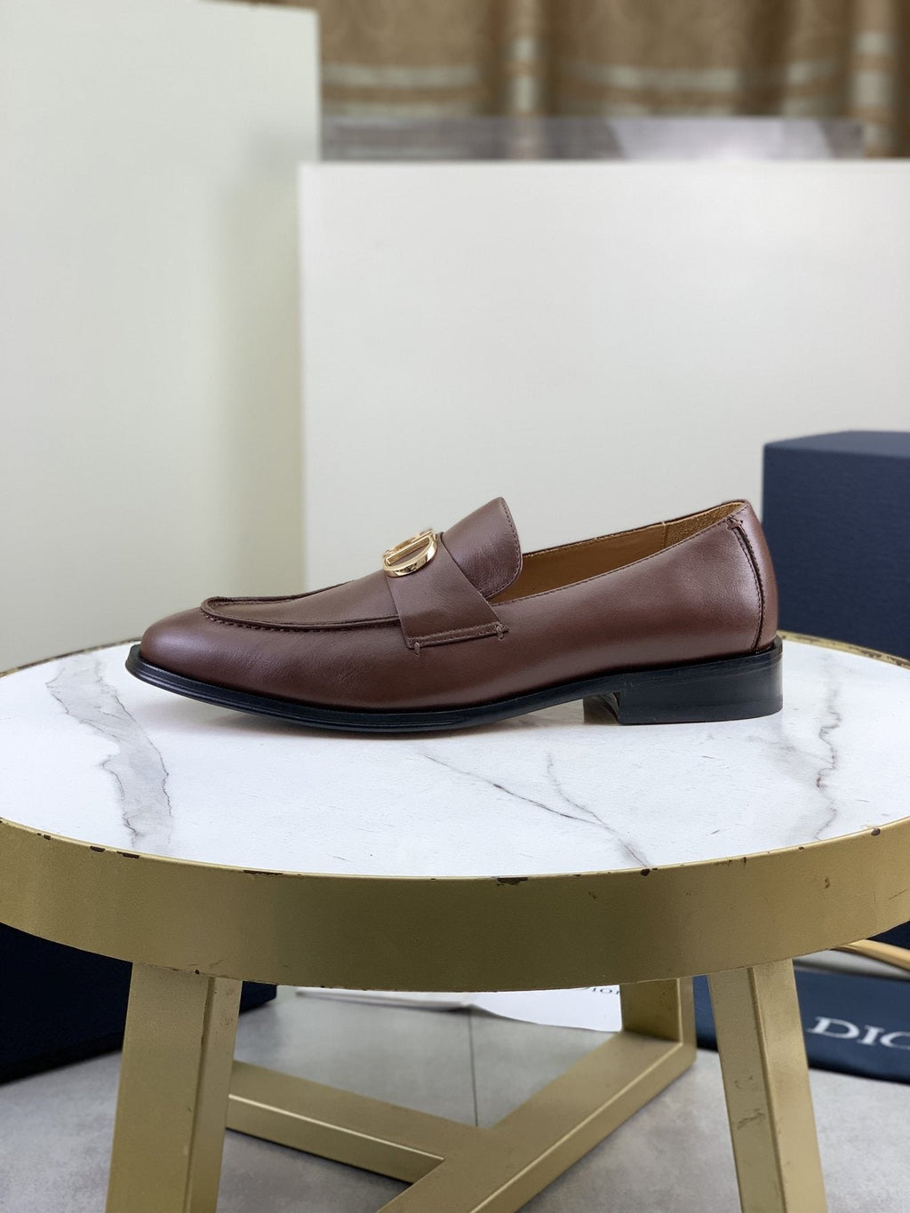 Dior Men's Brown Buckle Loafers