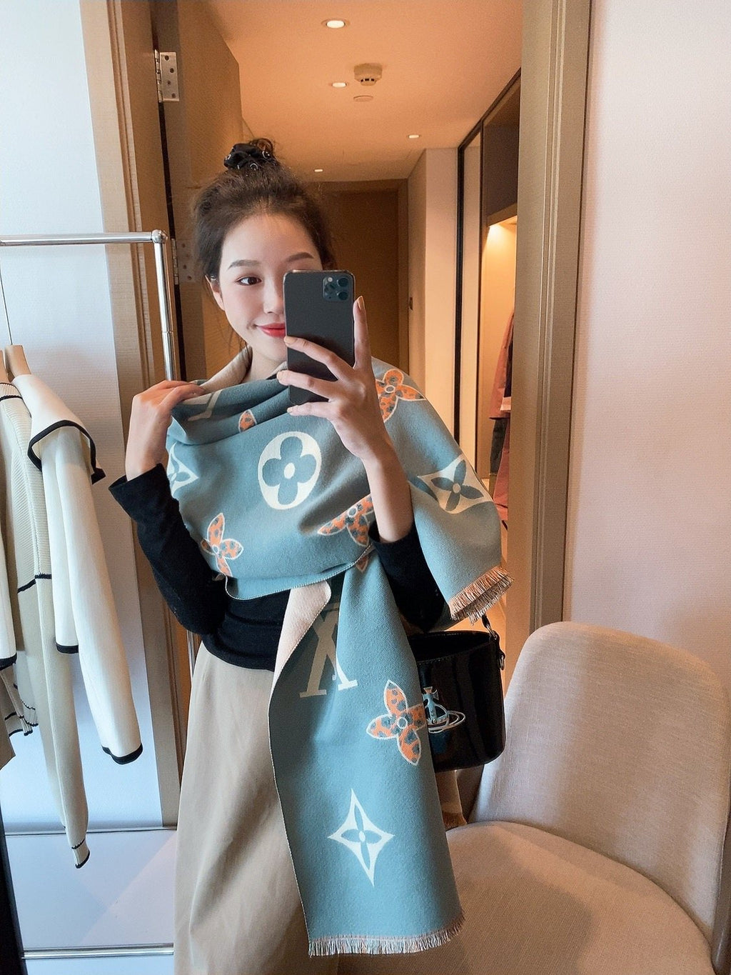 Louis Vuitton Monogram Fringed Scarf