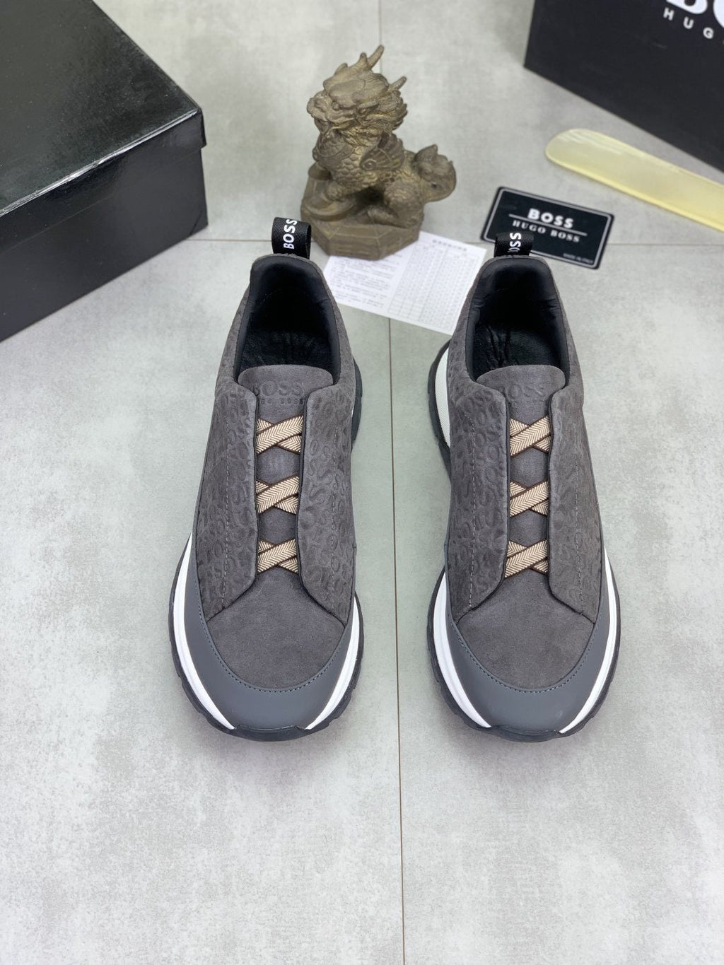 BOSS Textured Low-Top Lace-Up Sneakers