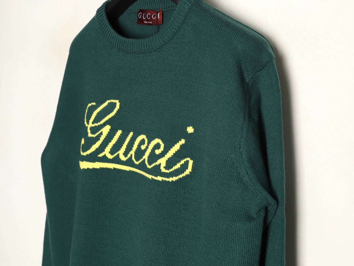 Gucci Signature-Logo Crewneck Sweater - Forest Green